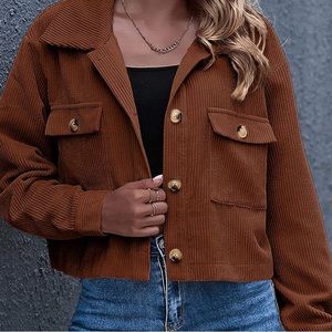 NWOT! Cropped Button Down Corduroy Shacket Jackets